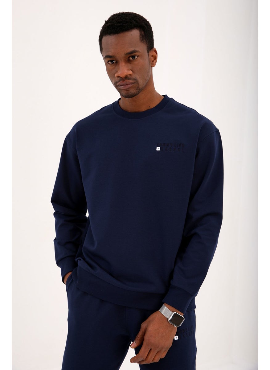 Indigo Men's Casual O Neck Oversize Elastic Leg Tracksuit - 85120