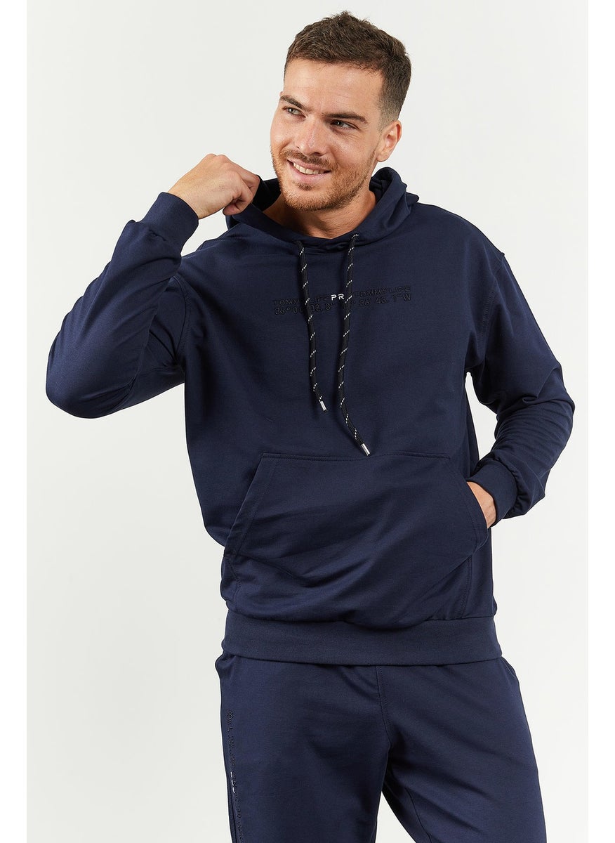 Indigo Men's Hooded Kangaroo Pocket Oversize Elastic Leg Tracksuit - 85117