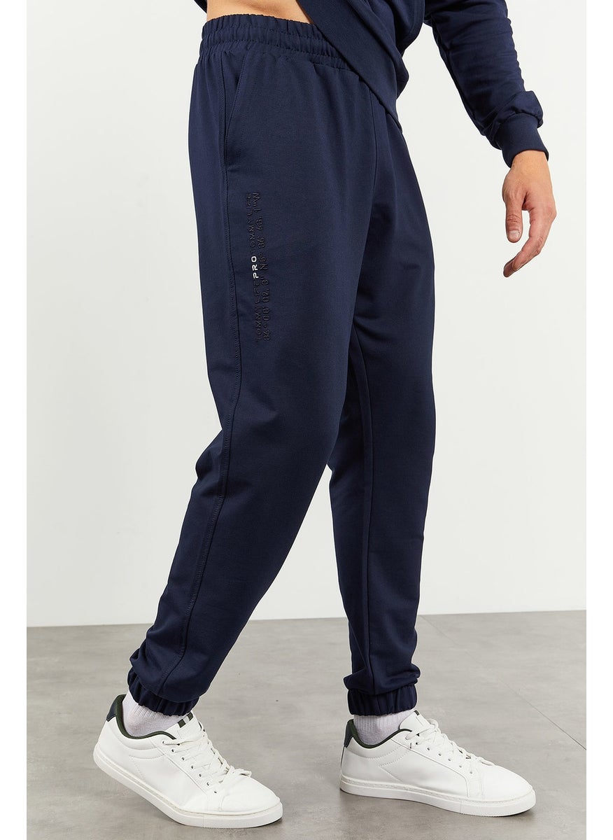 Indigo Men's Hooded Kangaroo Pocket Oversize Elastic Leg Tracksuit - 85117