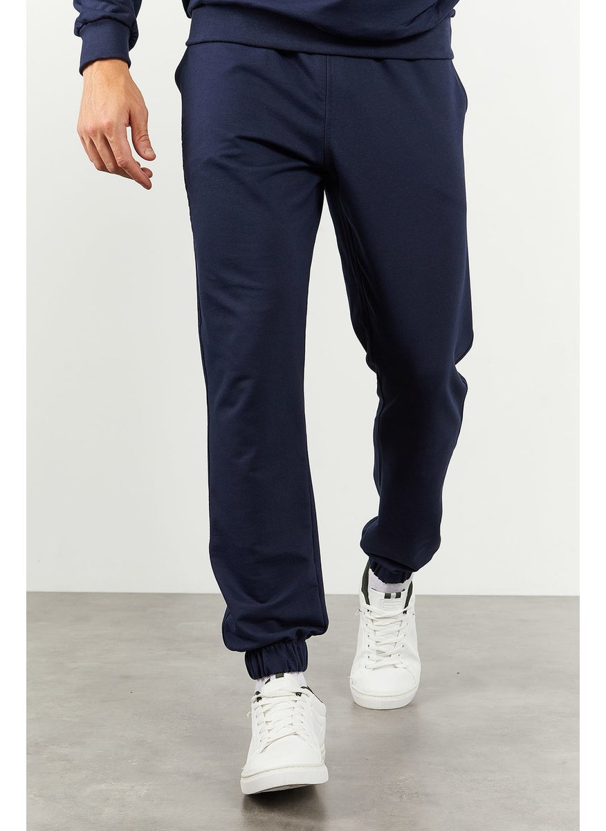 Indigo Men's Hooded Kangaroo Pocket Oversize Elastic Leg Tracksuit - 85117
