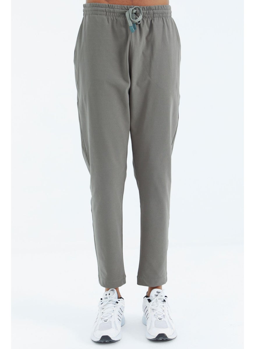 Khaki Laced Pocket Detailed Relaxed Fit Men's Tracksuit Bottom - 84997
