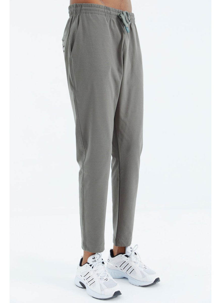 Khaki Laced Pocket Detailed Relaxed Fit Men's Tracksuit Bottom - 84997