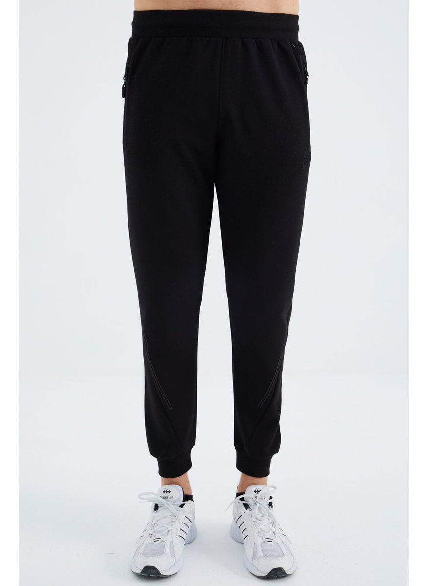 Black Laced Men's Tracksuit Bottom - 82110