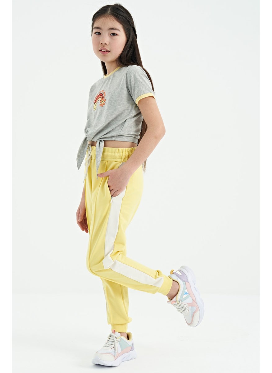 Lemon Side Band Hidden Zipper Pocket Detailed Jogger Girl Tracksuit Bottom - 75122