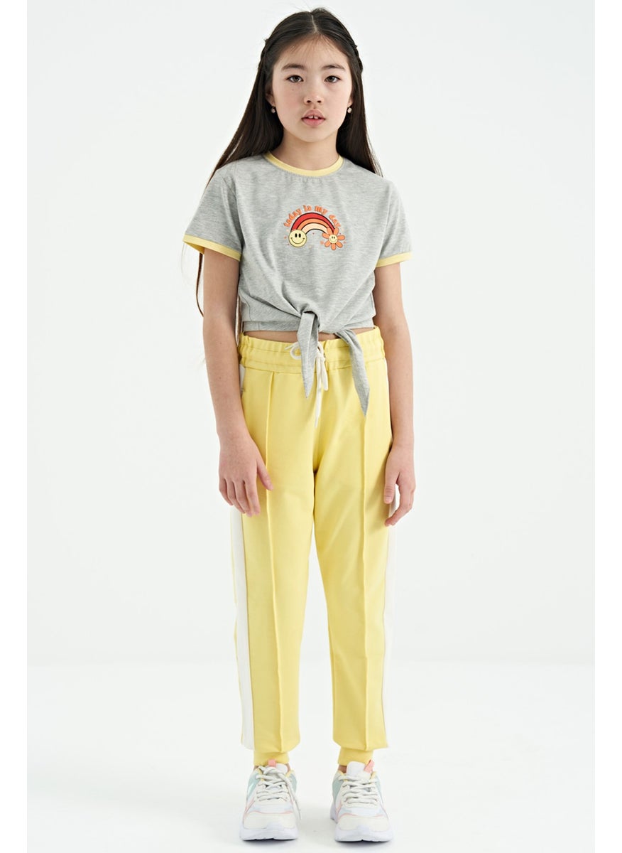 Lemon Side Band Hidden Zipper Pocket Detailed Jogger Girl Tracksuit Bottom - 75122
