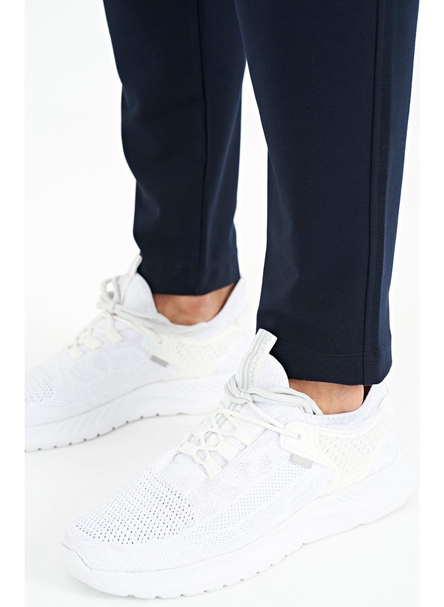 Navy Blue Logo Embroidery Detailed Side Pocket Standard Fit Men's Tracksuit Bottom - 84967