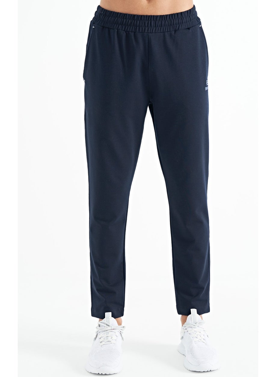 Navy Blue Logo Embroidery Detailed Side Pocket Standard Fit Men's Tracksuit Bottom - 84967