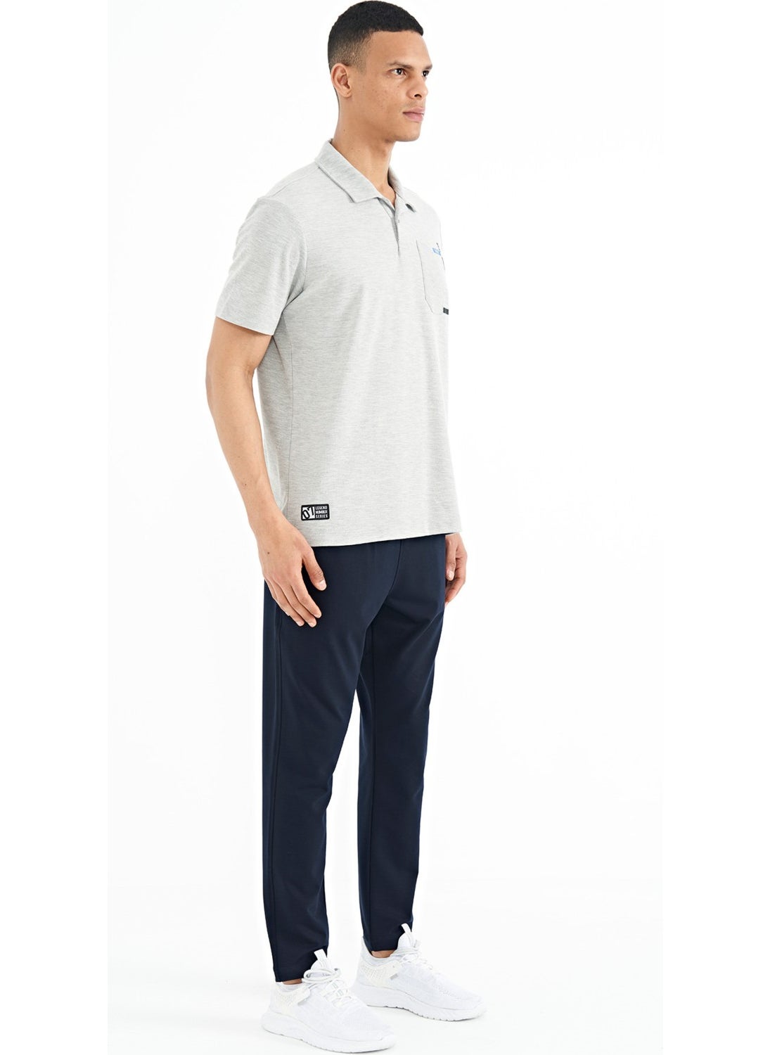 Navy Blue Logo Embroidery Detailed Side Pocket Standard Fit Men's Tracksuit Bottom - 84967