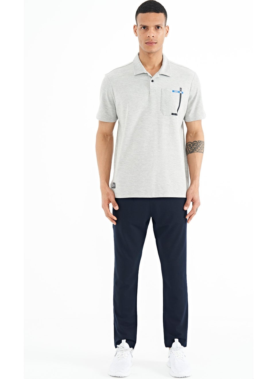 Navy Blue Logo Embroidery Detailed Side Pocket Standard Fit Men's Tracksuit Bottom - 84967