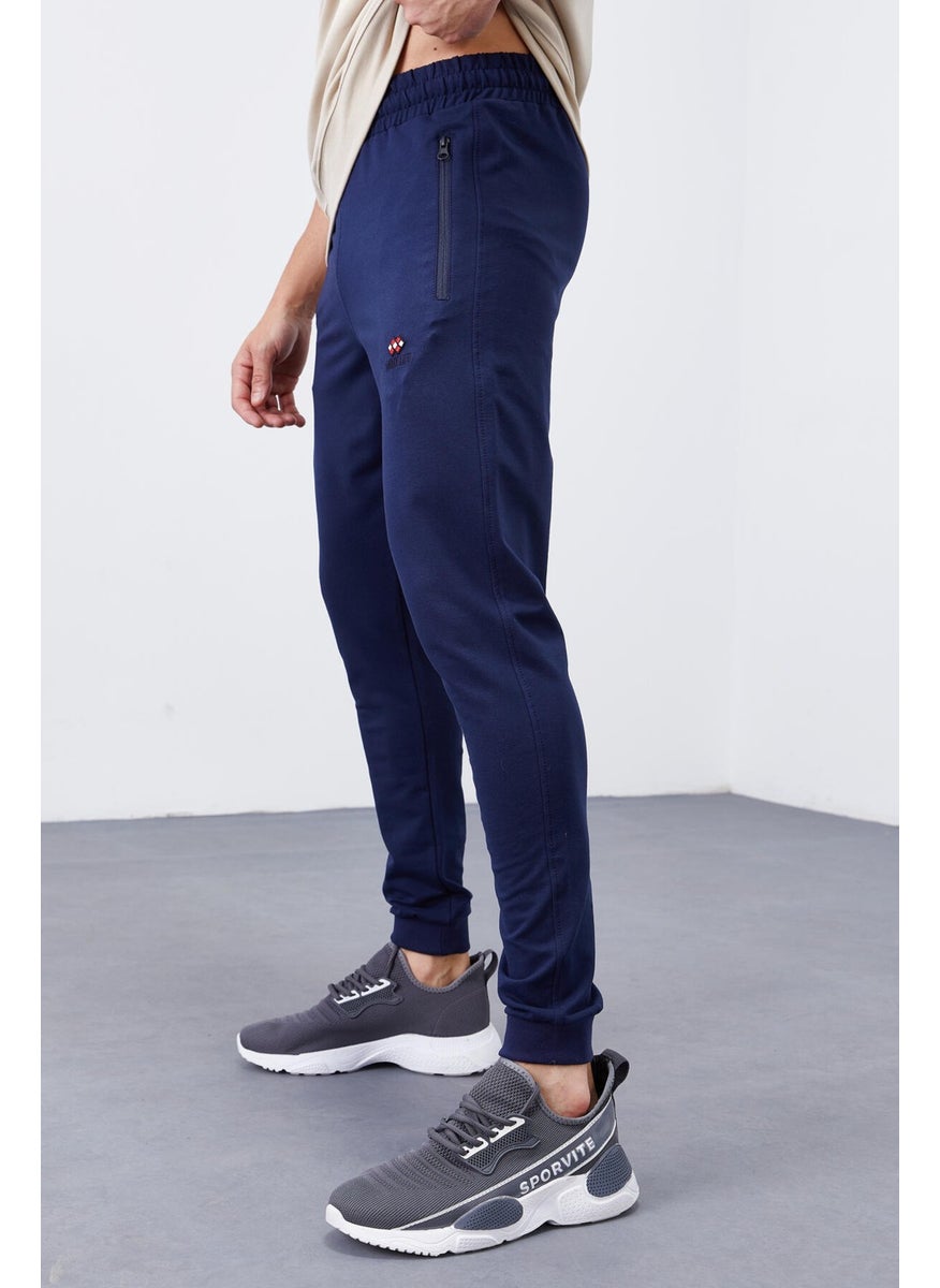 Indigo Men's Zipper Pocket Standard Fit Jogger Tracksuit Bottom-84651