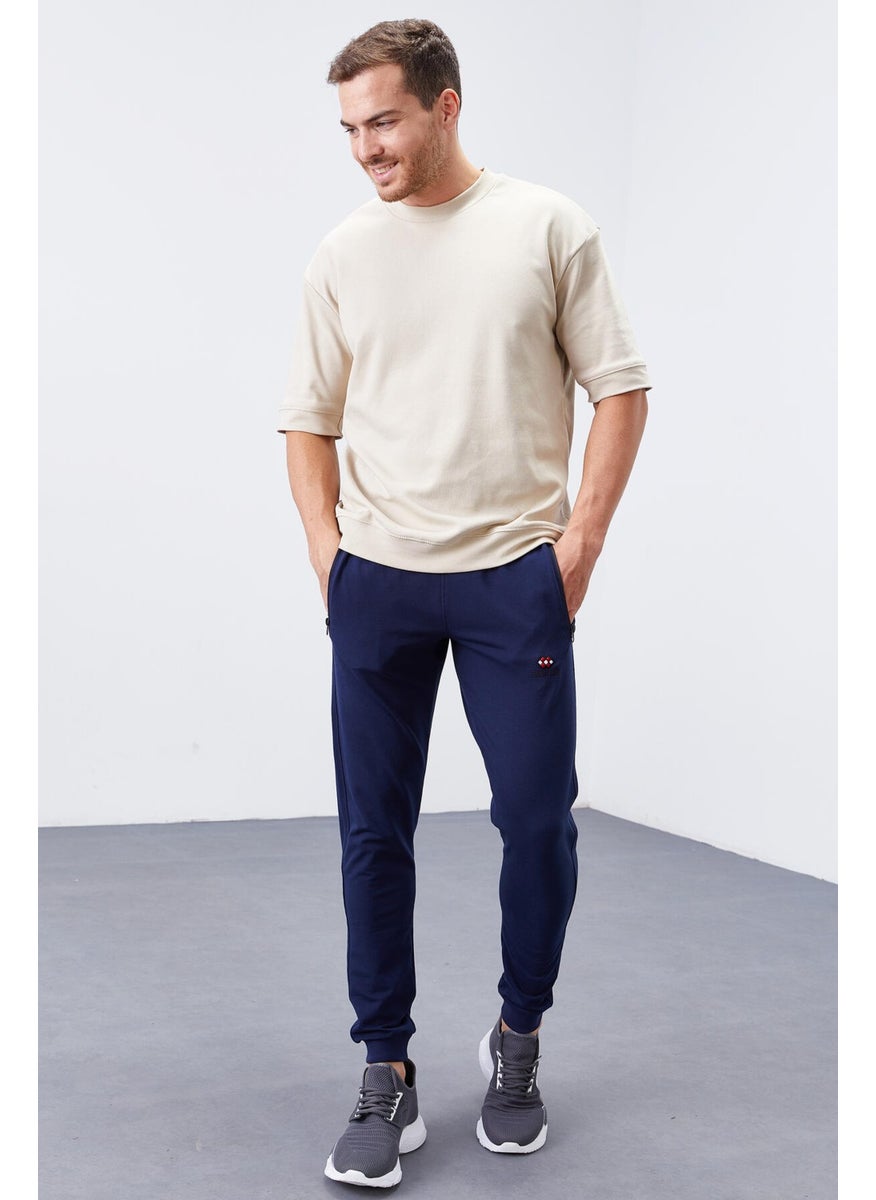 Indigo Men's Zipper Pocket Standard Fit Jogger Tracksuit Bottom-84651