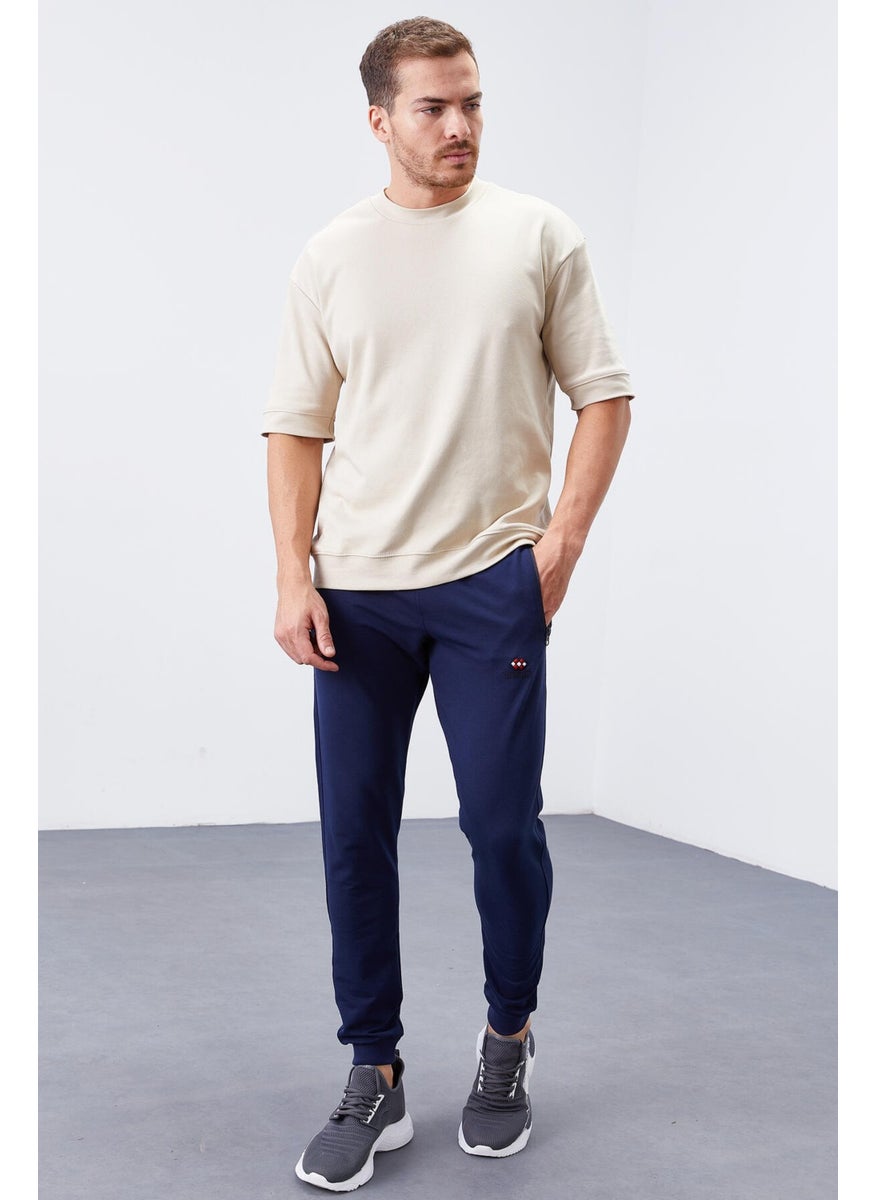 Indigo Men's Zipper Pocket Standard Fit Jogger Tracksuit Bottom-84651
