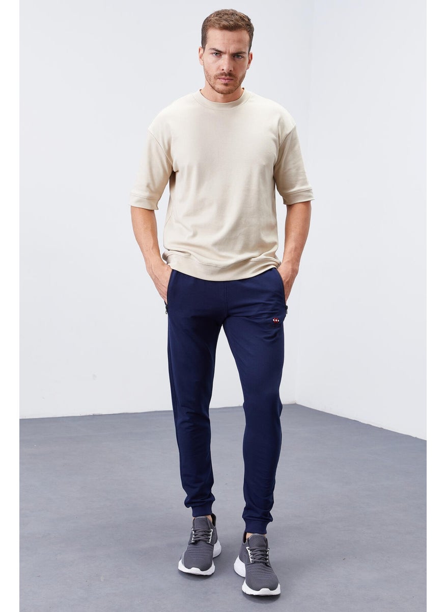 Indigo Men's Zipper Pocket Standard Fit Jogger Tracksuit Bottom-84651