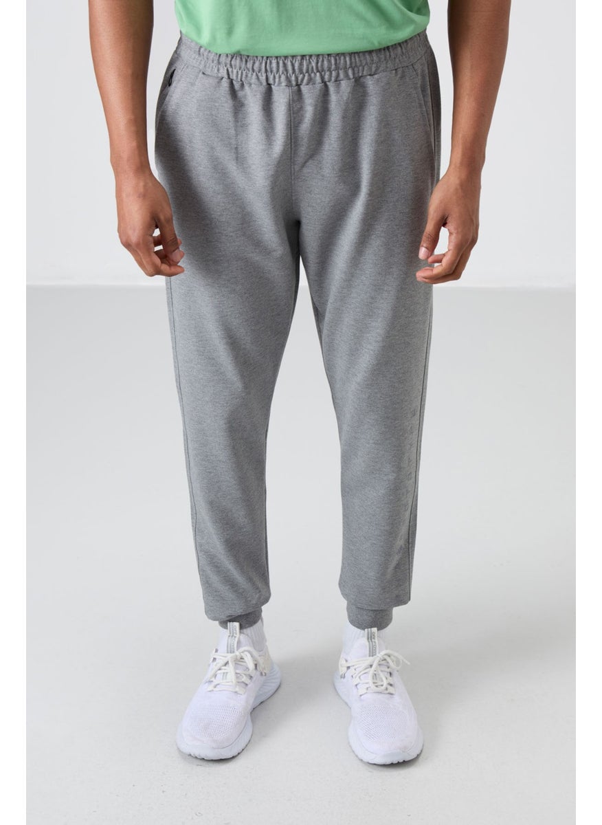 GB Melange Cotton Soft Texture Standard Fit Embroidered Men's Tracksuit Bottom - 82133