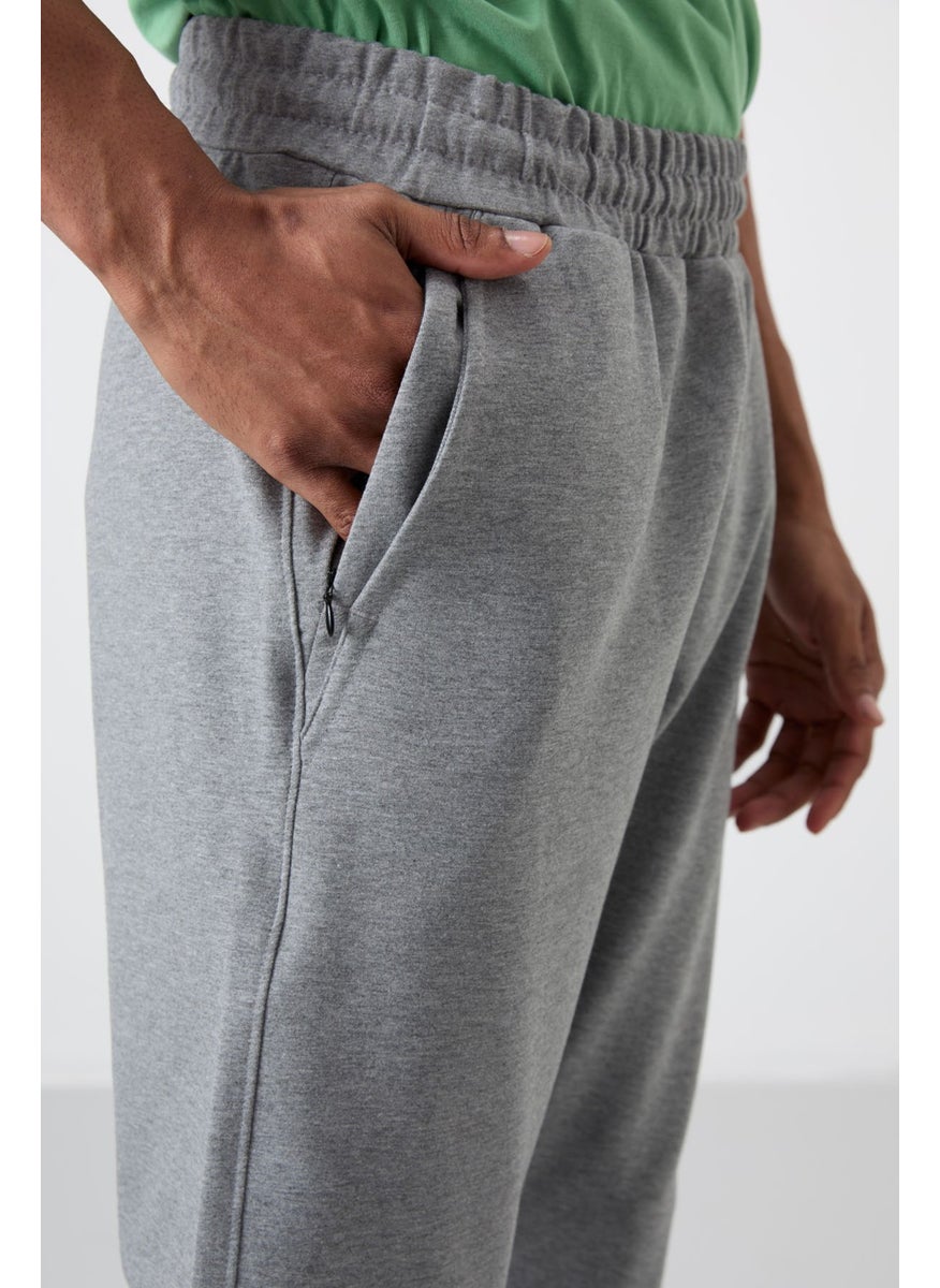 GB Melange Cotton Soft Texture Standard Fit Embroidered Men's Tracksuit Bottom - 82133
