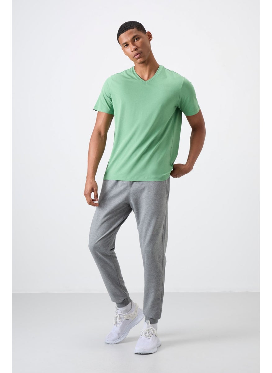 GB Melange Cotton Soft Texture Standard Fit Embroidered Men's Tracksuit Bottom - 82133