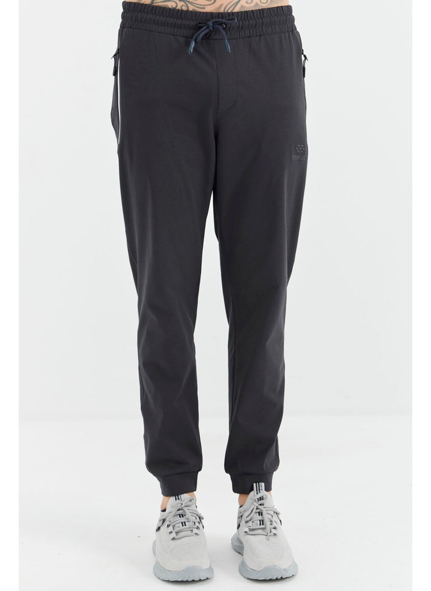 Black Laced Pocket Detailed Relaxed Fit Men's Tracksuit Bottom 84995