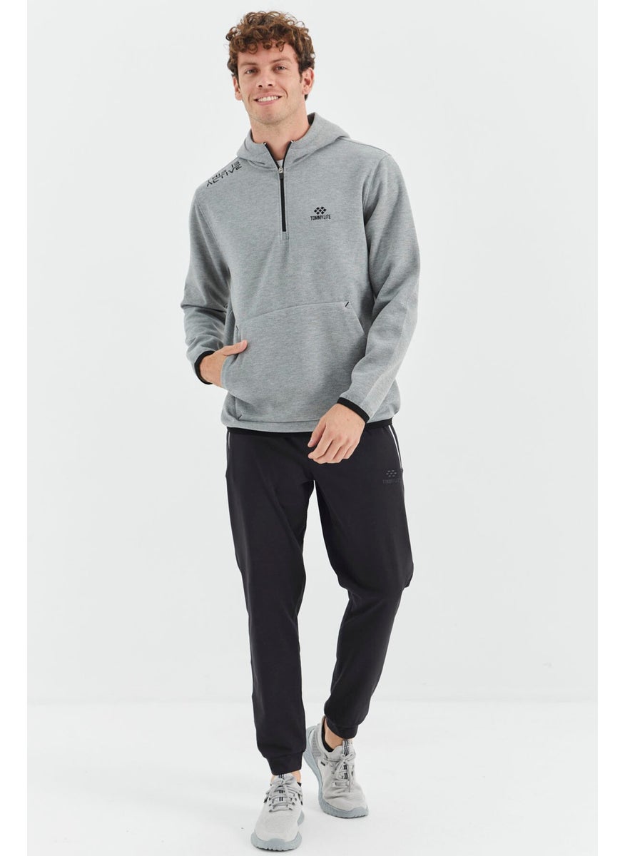 Black Laced Pocket Detailed Relaxed Fit Men's Tracksuit Bottom 84995