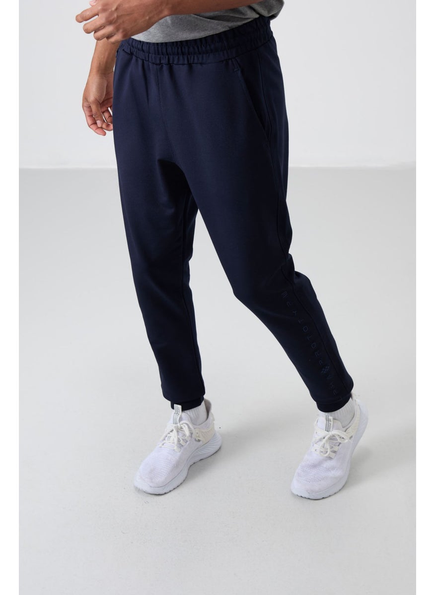 Indigo Cotton Soft Texture Standard Fit Embroidered Men's Tracksuit Bottom - 82133
