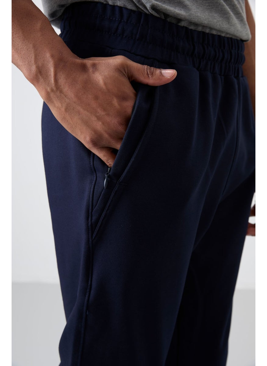 Indigo Cotton Soft Texture Standard Fit Embroidered Men's Tracksuit Bottom - 82133
