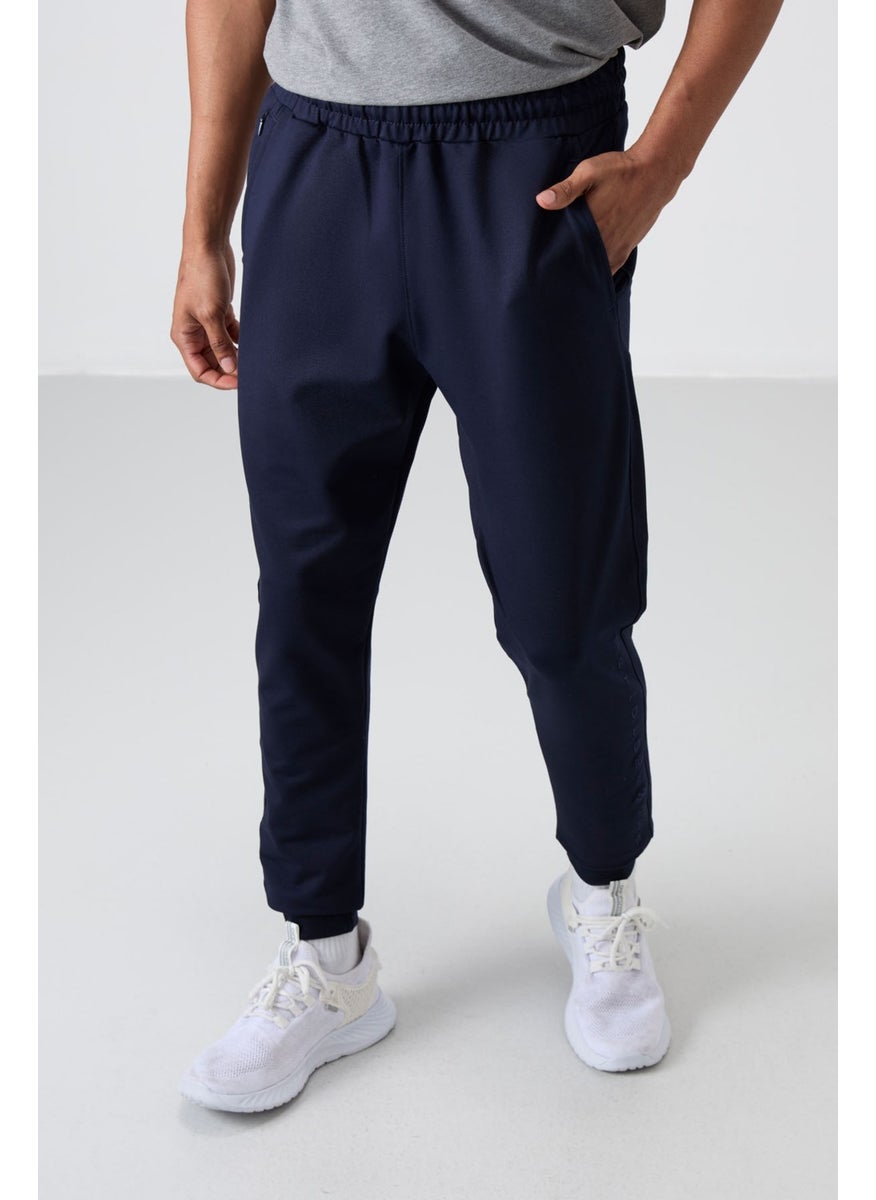 Indigo Cotton Soft Texture Standard Fit Embroidered Men's Tracksuit Bottom - 82133