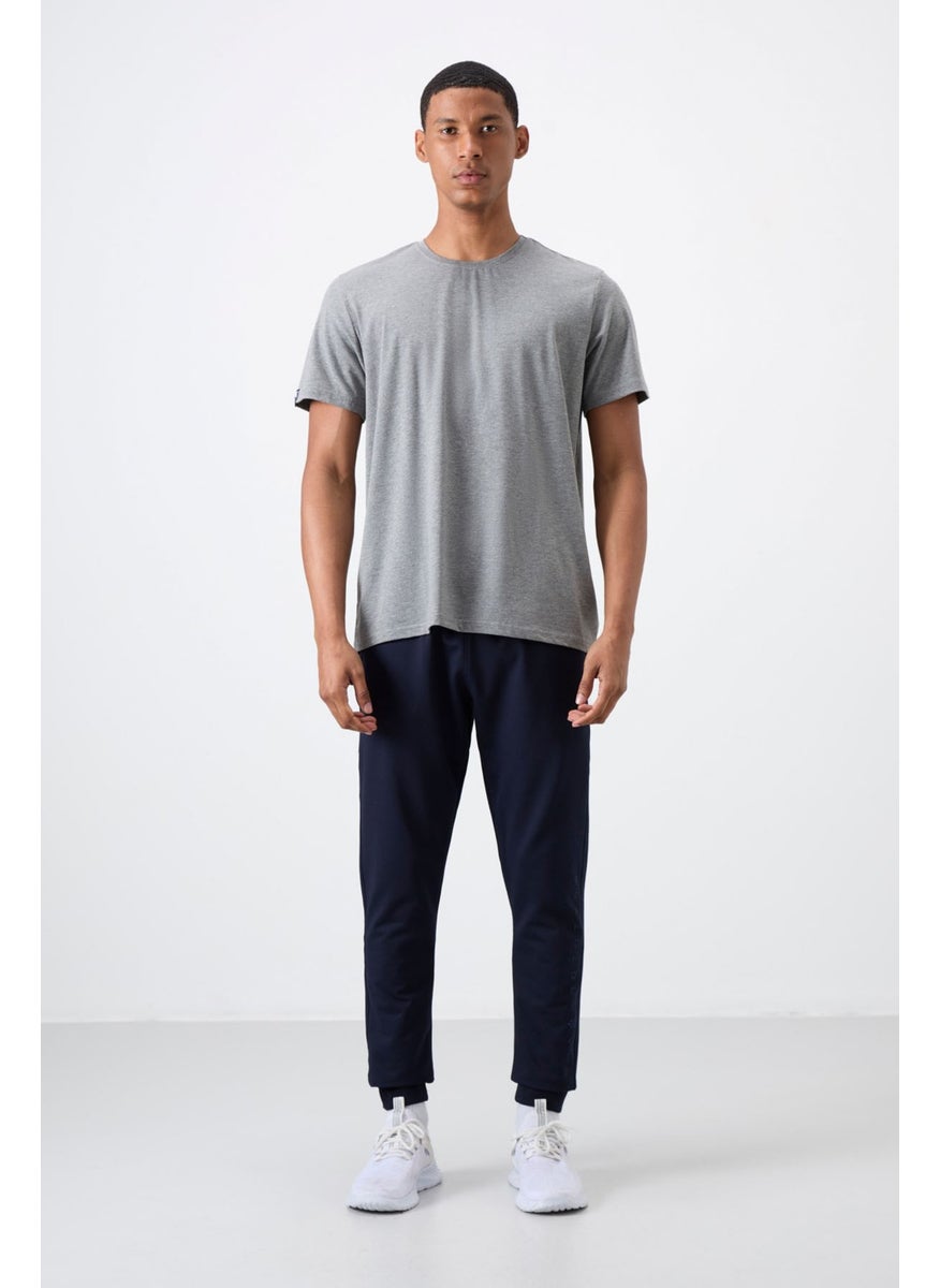 Indigo Cotton Soft Texture Standard Fit Embroidered Men's Tracksuit Bottom - 82133