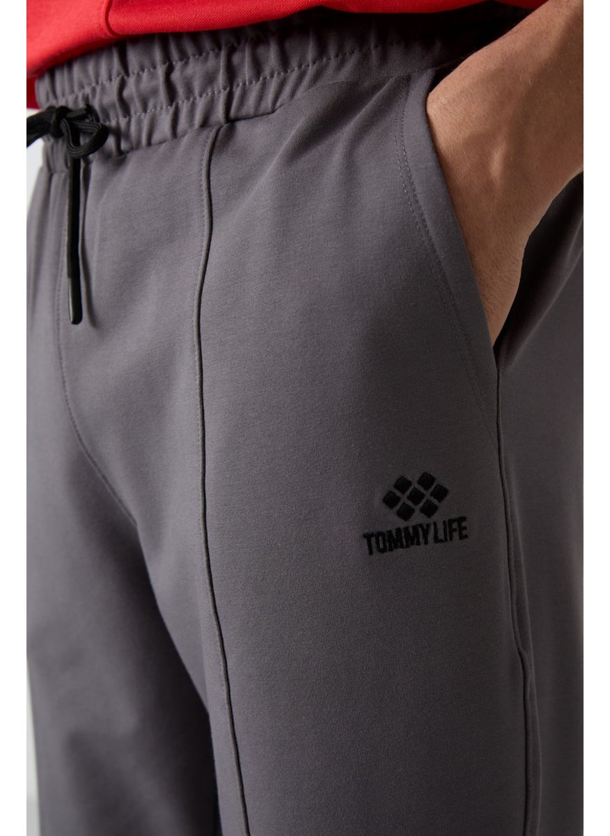 Dark Grey Cotton Soft Texture Comfort Fit Embroidered Men's Jogger - 82123