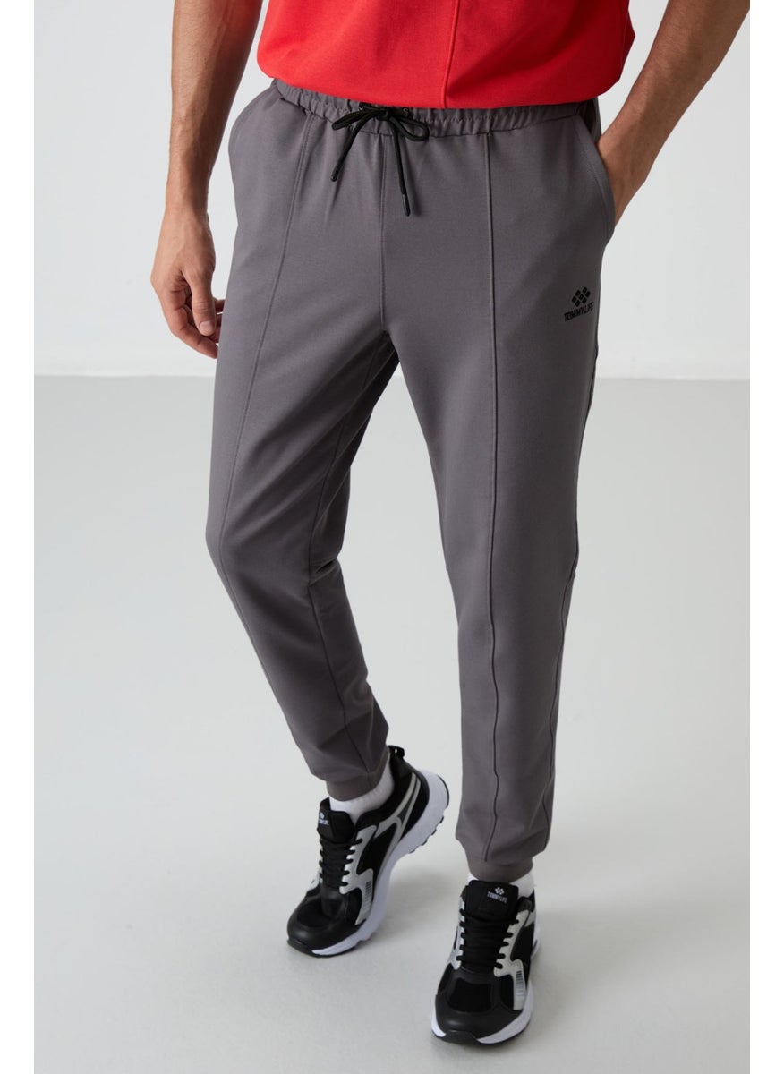 Dark Grey Cotton Soft Texture Comfort Fit Embroidered Men's Jogger - 82123