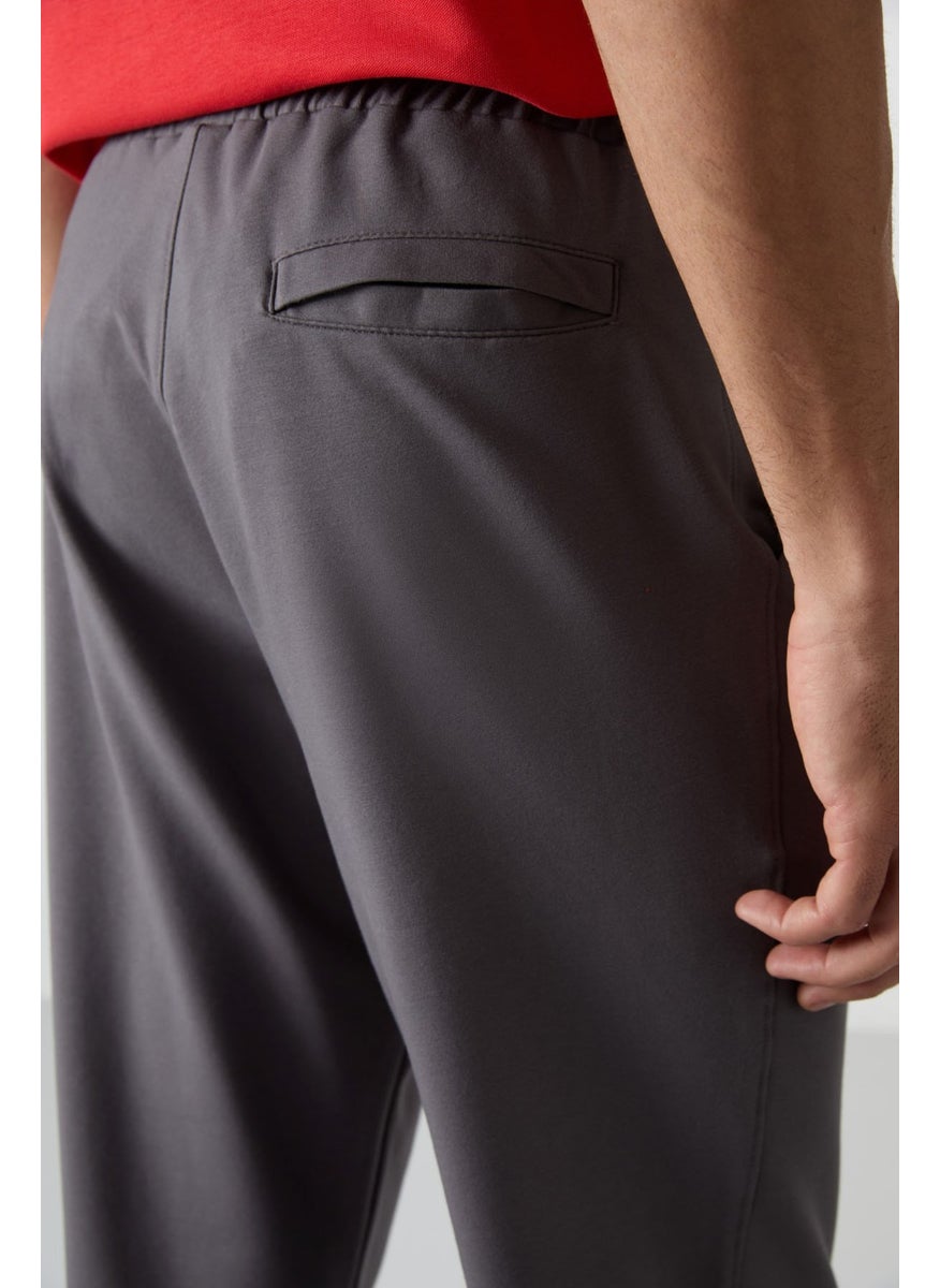 Dark Grey Cotton Soft Texture Comfort Fit Embroidered Men's Jogger - 82123