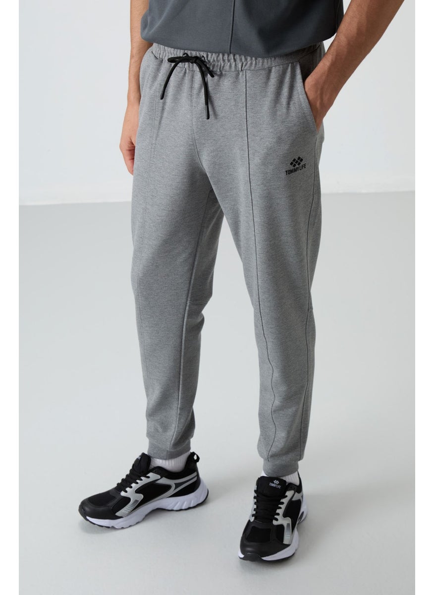 Gray Melange Cotton Soft Texture Comfort Fit Embroidered Men's Jogger - 82123
