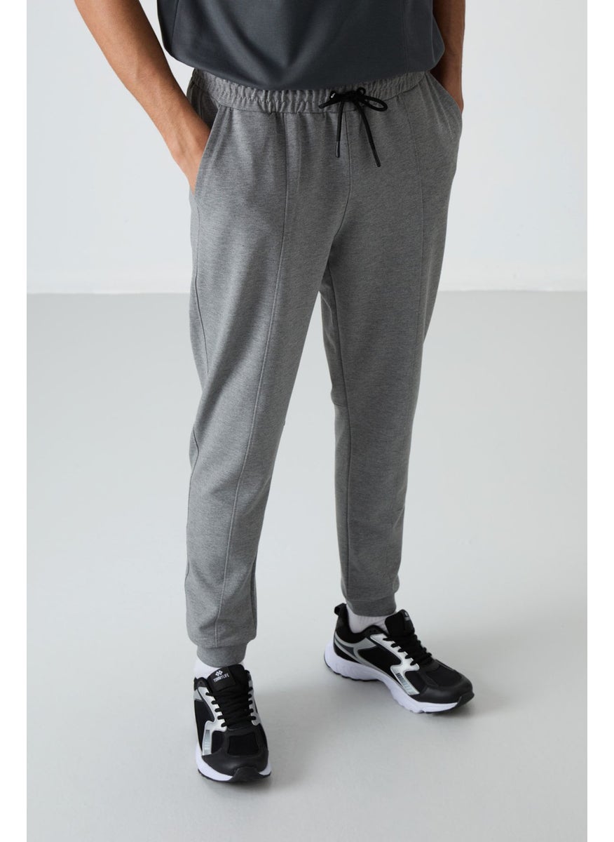 Gray Melange Cotton Soft Texture Comfort Fit Embroidered Men's Jogger - 82123