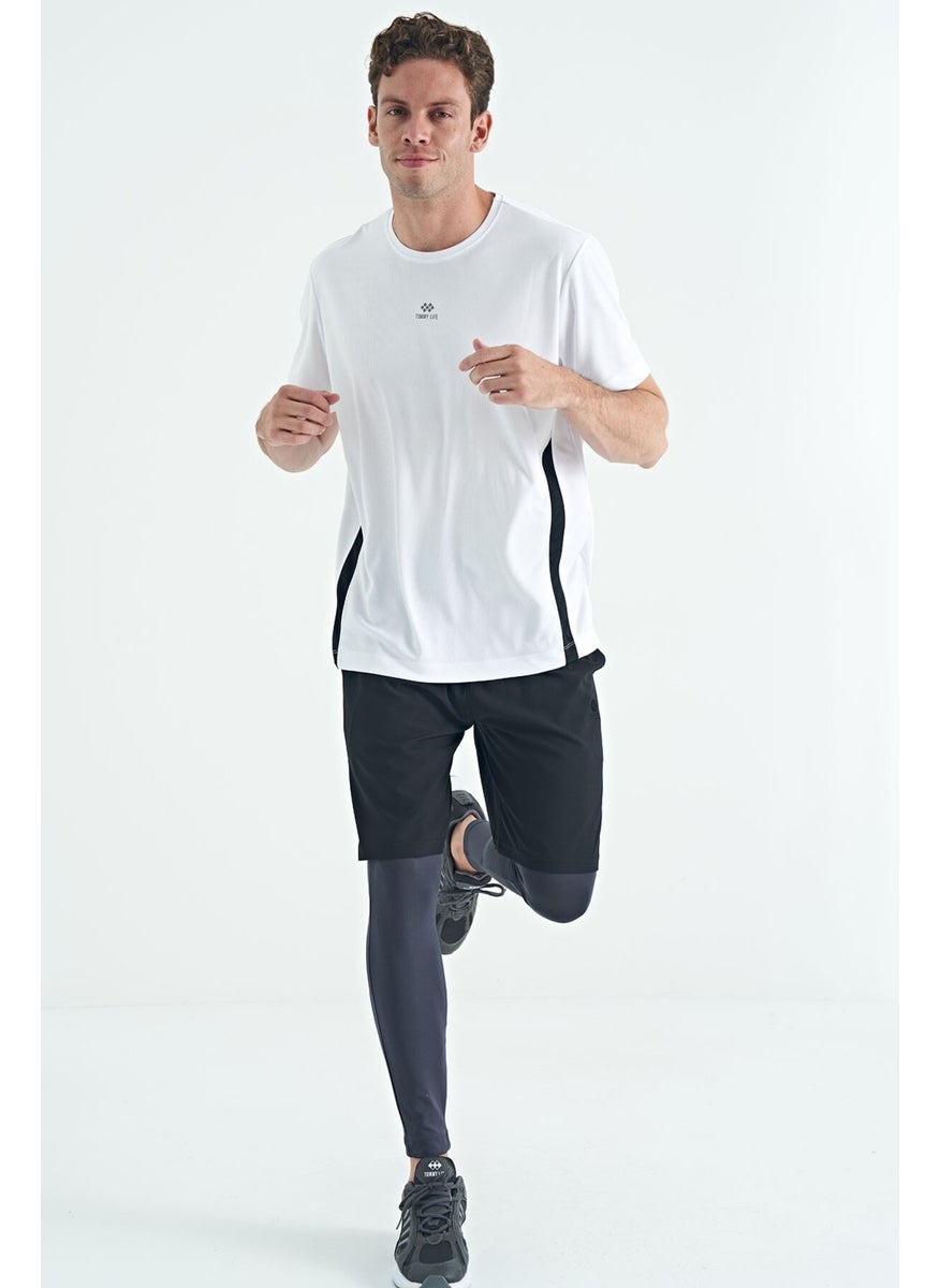 Anthracite Logo Printed High Waist Slim Fit Active Sports Men's Leggings - 84989