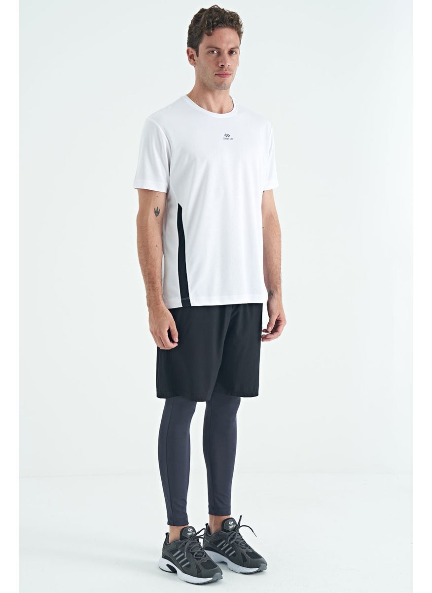 Anthracite Logo Printed High Waist Slim Fit Active Sports Men's Leggings - 84989