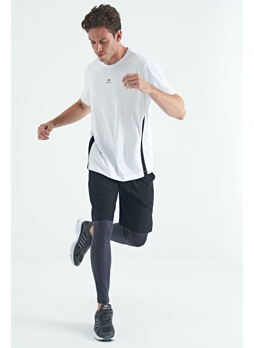 Anthracite Logo Printed High Waist Slim Fit Active Sports Men's Leggings - 84989