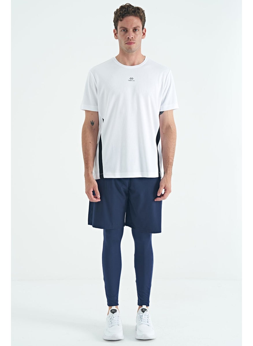 Indigo Logo Printed High Waist Slim Fit Active Sports Men's Leggings - 84989