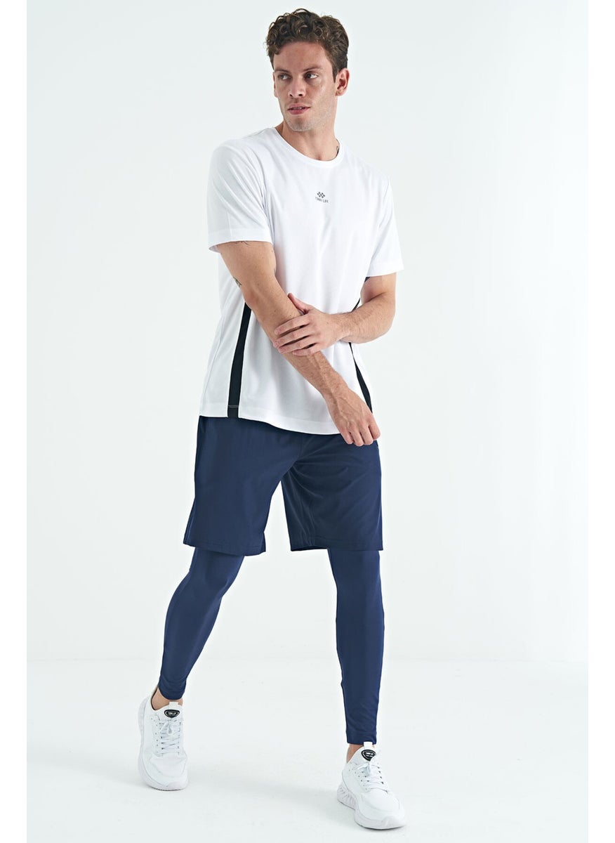 Indigo Logo Printed High Waist Slim Fit Active Sports Men's Leggings - 84989