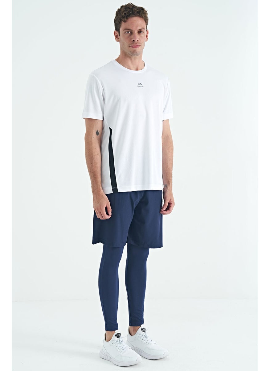 Indigo Logo Printed High Waist Slim Fit Active Sports Men's Leggings - 84989