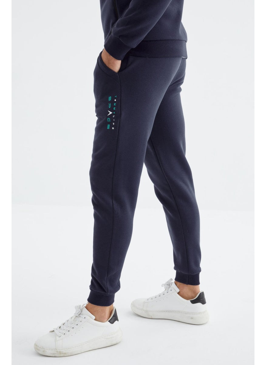 Indigo Stand Collar Color Transitional Print Detailed Standard Pattern Men's Tracksuit - 85186