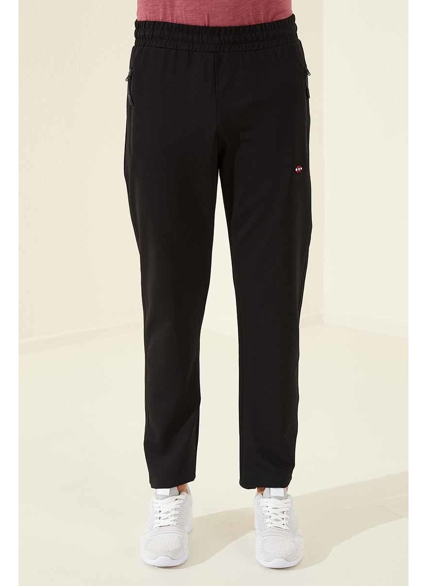 Black Men's Zipper Pocket Slim Fit Classic Leg Tracksuit Bottom-84671