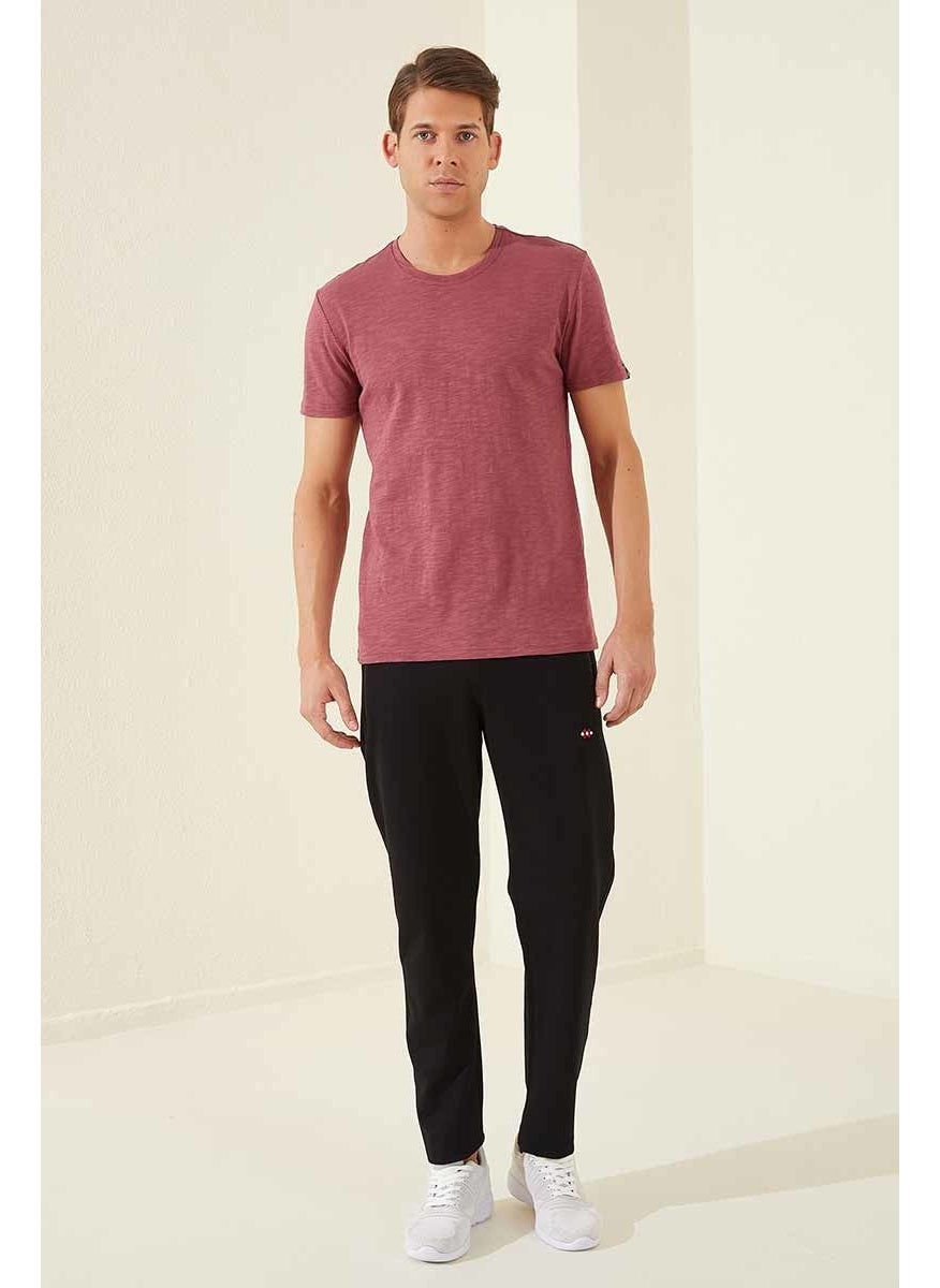 Black Men's Zipper Pocket Slim Fit Classic Leg Tracksuit Bottom-84671