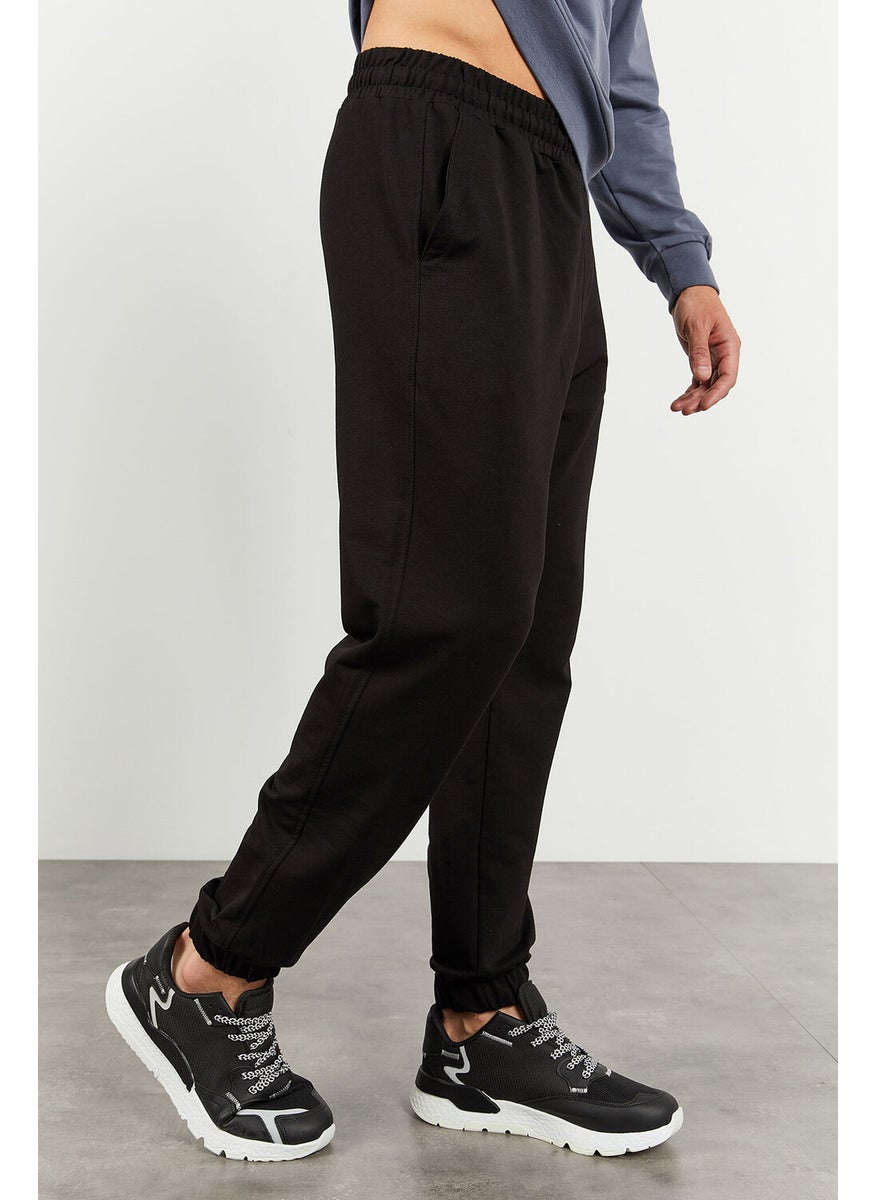 Petrol-Black Men's Casual O Neck Oversize Elastic Leg Tracksuit - 85120