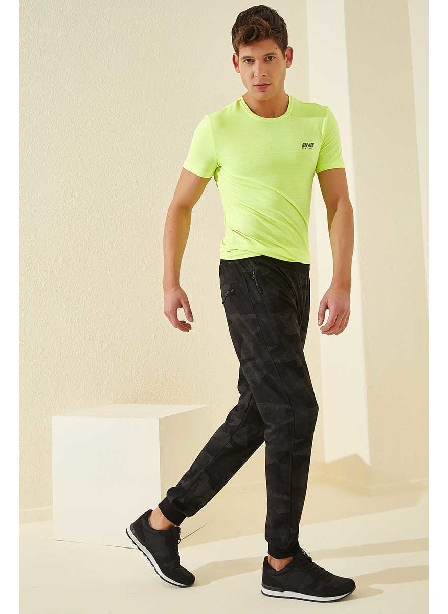 Black Shadow Men's Camouflage Patterned Slim Cut Jogger Tracksuit Bottom-84754