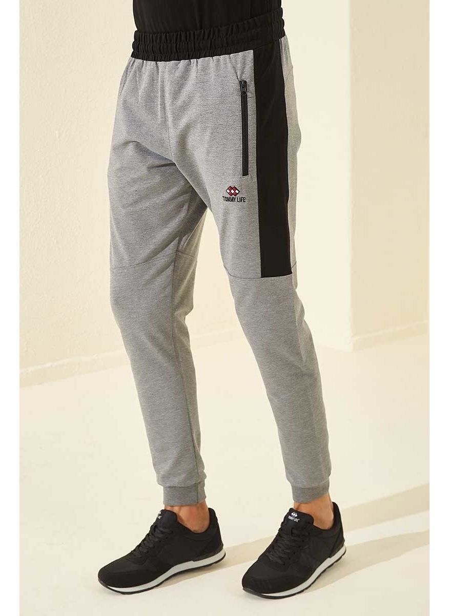 Air Printed Grey-Melange Men's Tracksuit Bottom