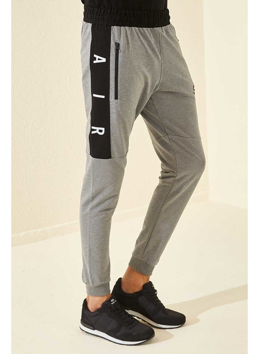 Air Printed Grey-Melange Men's Tracksuit Bottom