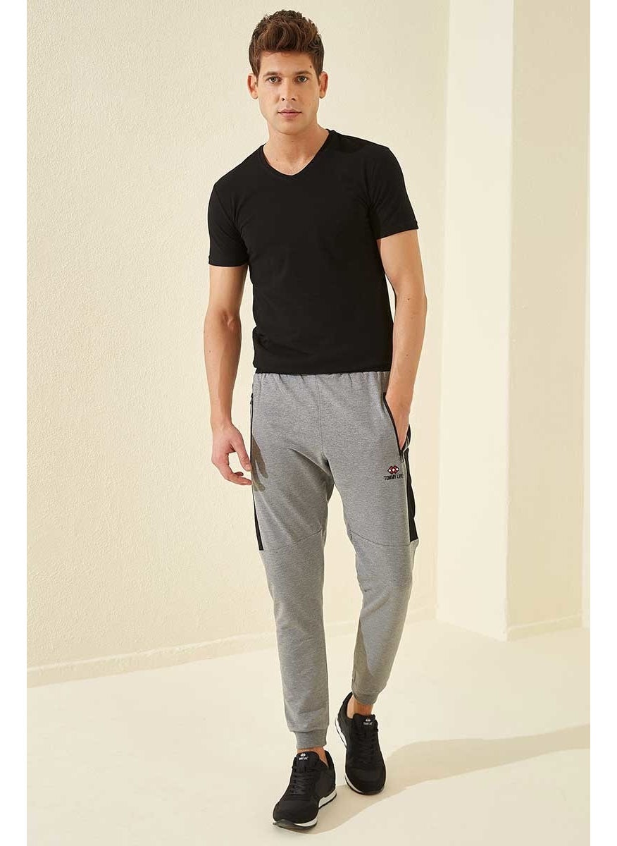 Air Printed Grey-Melange Men's Tracksuit Bottom
