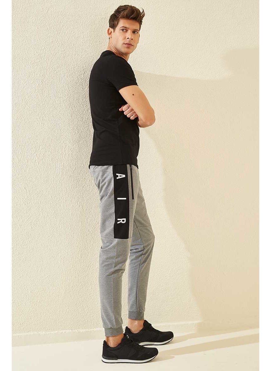 Air Printed Grey-Melange Men's Tracksuit Bottom