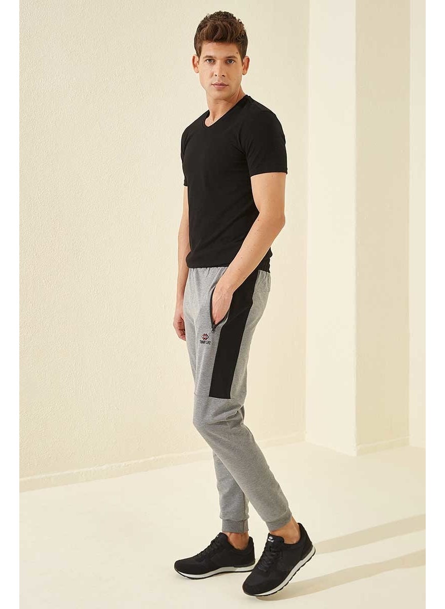 Air Printed Grey-Melange Men's Tracksuit Bottom