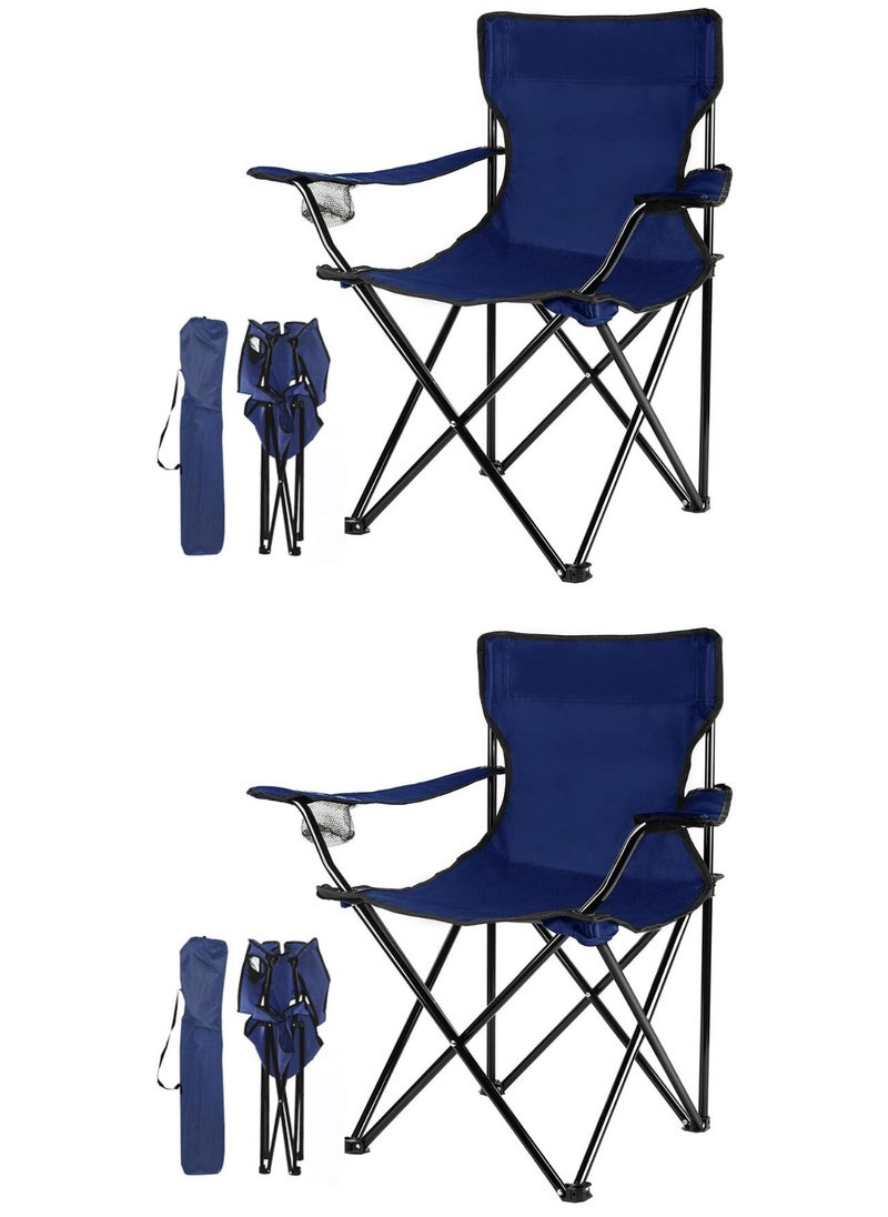 Portable Camping Chairs Enjoy The Outdoors with a Versatile Folding Chair, Sports Chair, Outdoor Chair & Lawn Chair, (Twin Pack) Navy Blue