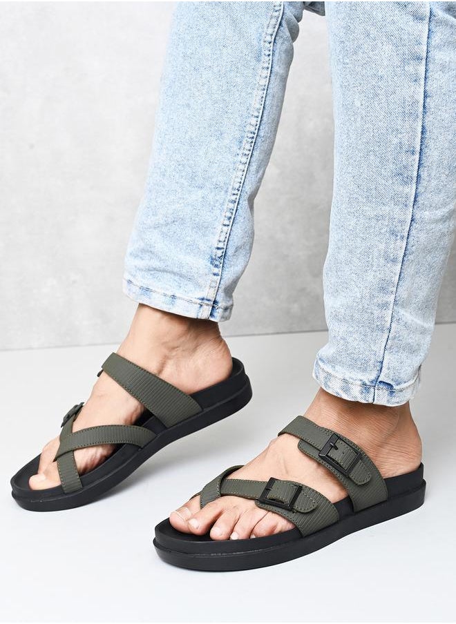 Open Toe Buckle Detail Sandals