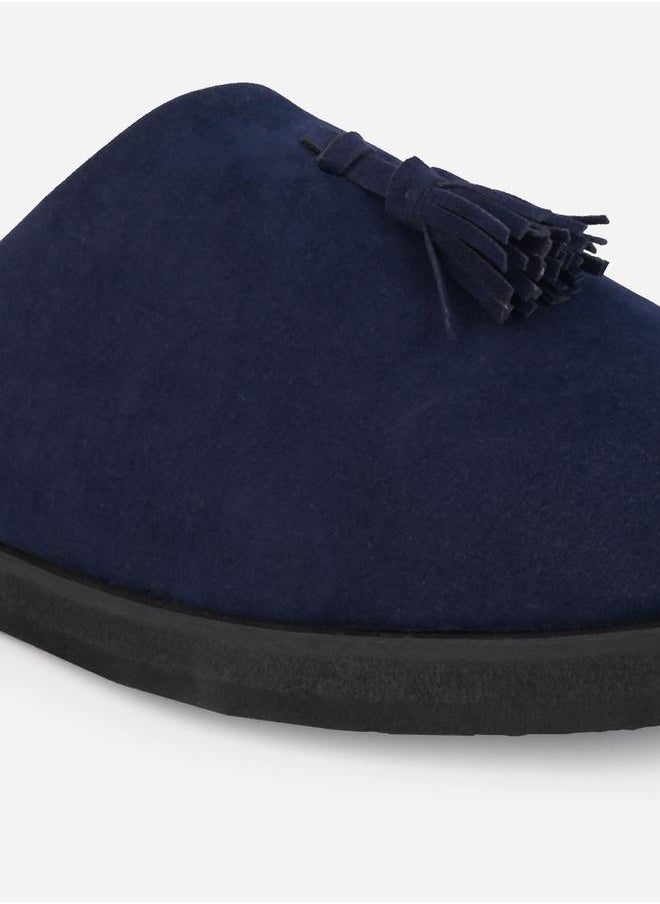 Styli Suede Clogs with Tassel Detail